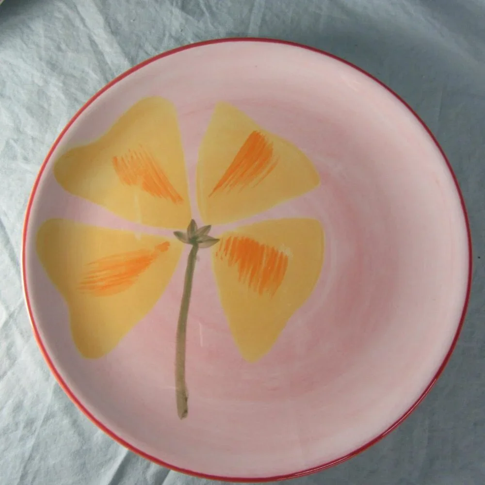 crate & barrel FOUR flower plates (w2453)
